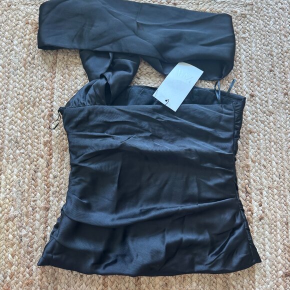 ZARA Draped Satin Scarf Top – Black – Size M – NWT 🖤 - Picture 10 of 11